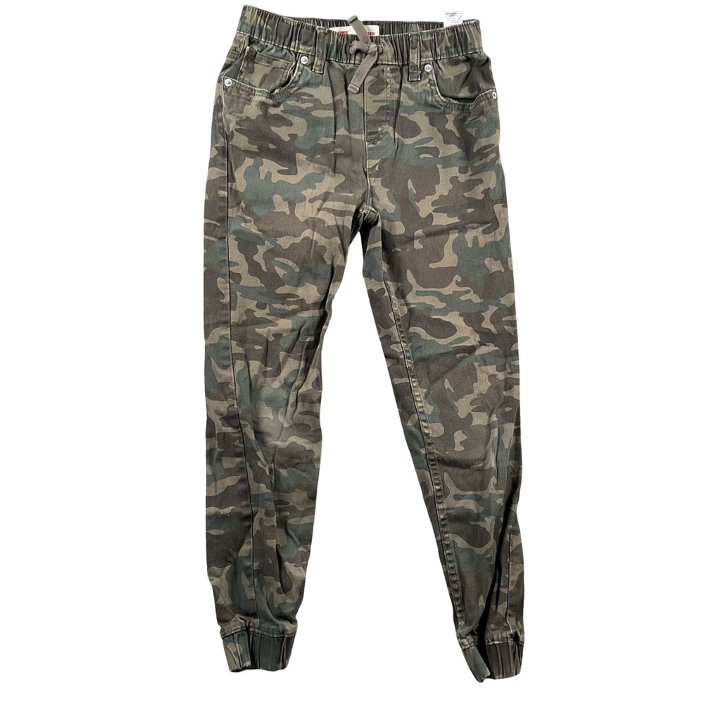 Levis Jogger Pants Boys Size 12 Green Camo Elastic Waist Drawstring Cuffs